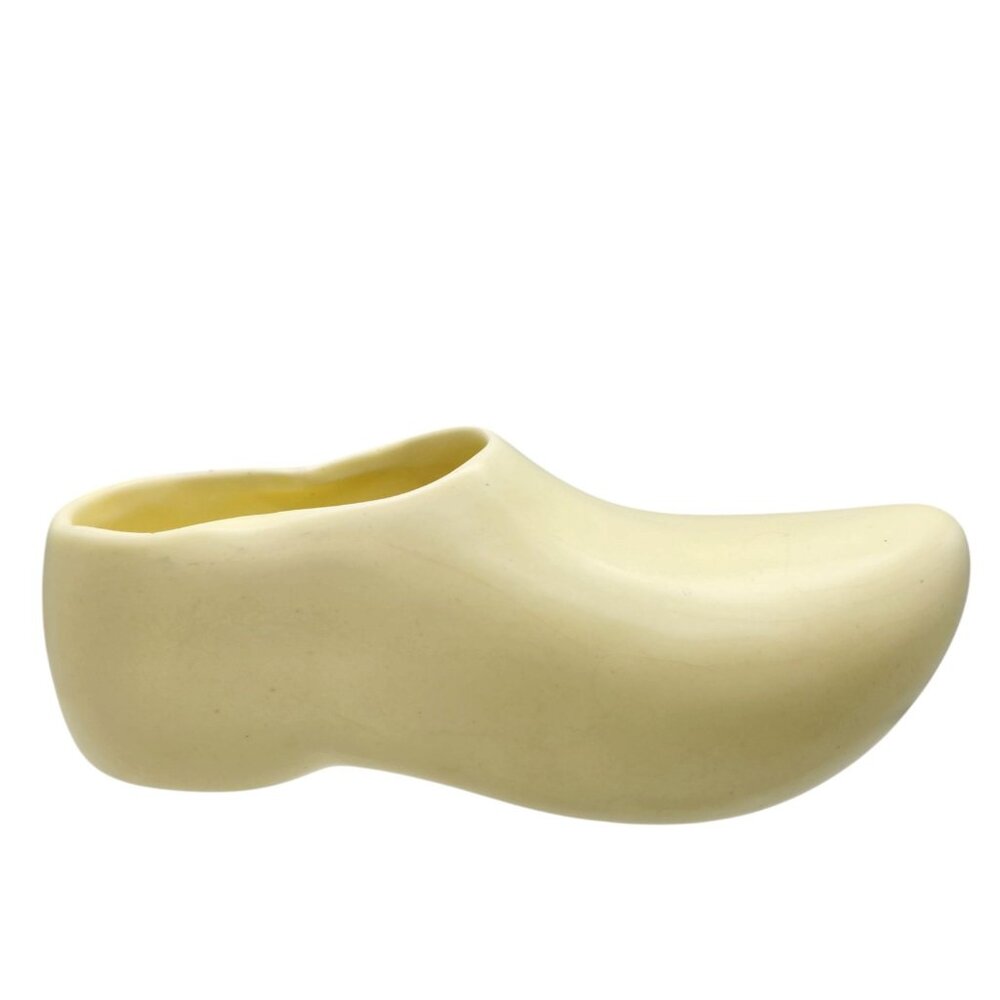Vintage Ceramic Dutch shoe Clog Yellow Made in Taiwan 6.5" Cottagecore European